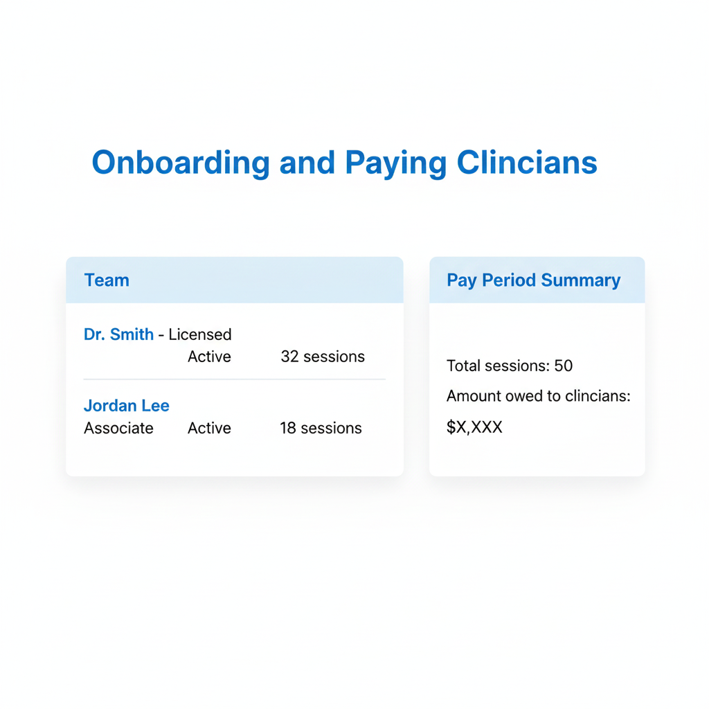 Onboarding and paying clinicians workflow